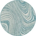 thumbnail image 1 of Unique Loom Outdoor Modern Stripes Area Rug 4' x 4' Round Blue/Ivory, 1 of 1