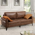 thumbnail image 6 of AECOJOY 79" Faux Leather Sofa 3 Seater Couch Loveseat Living Room Furniture in Brown, 6 of 9