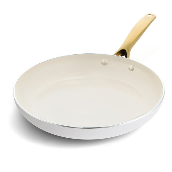 Blue Diamond White Diamond 12" Toxin-Free Ceramic Frying Pan Skillet, White