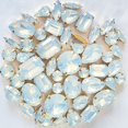 thumbnail image 2 of Rhinestones For Crafts - 50Pcs White Mocha Hand Sewn Rhinestones Mixed Shapes With Holes - For Diy Clothing Accessories Jewelry Making Supplies Decorations, 2 of 4