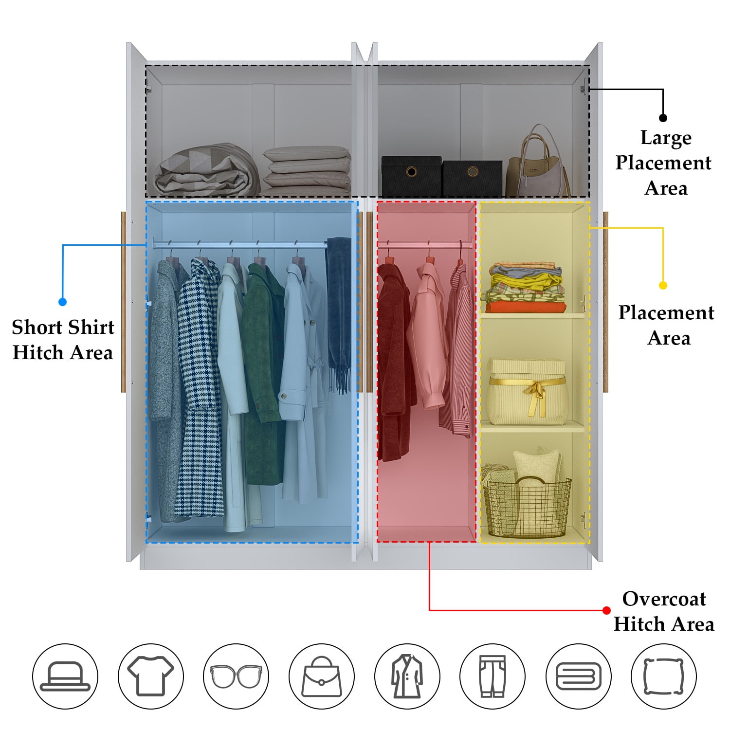 TrendTerrace 4-Door Armoire Wardrobe Closet Cabinet, Tall Cabinet Closet  Wardrobe for High Storage Capacity, Wooden White Cabinet Closet with 2