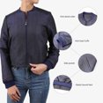 thumbnail image 4 of Elezay Women's Shiny Bomber Jacket Metallic Jacket Short Jacket Coat Metallic Zipper Navy Blue 12, 4 of 5