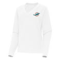 thumbnail image 2 of Women's Antigua White Miami Dolphins Varsity Tri-Blend V-Neck Long Sleeve T-Shirt, 2 of 3