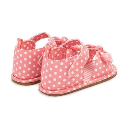 

eczipvz Baby Shoes Girls Open Toe Bowknot Dot Printed Shoes First Walkers Shoes Summer Toddler Flat Sandals Size 2 Baby Shoes Girls (Pink 11 )