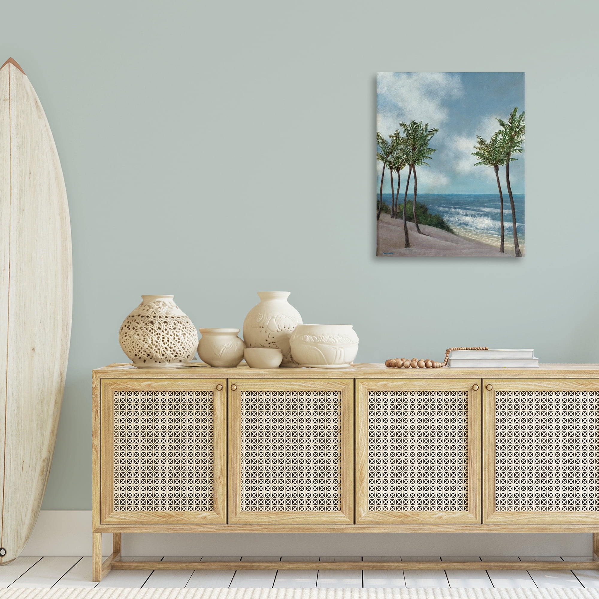 Stupell Industries Tropical Crashing Waves Landscape Painting Gallery Wrapped Canvas Art Print Wall Art, 24 x 30