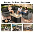 thumbnail image 3 of Vcatnet Outdoor Conversation Set, 8 Pieces Sectional Sofa with Fire Pit, All Weather Wicker Patio Furniture Set with Swivel Rocker Black, 3 of 9