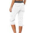 thumbnail image 6 of MLQIDK Pedal Pushers for Women Dressy Casual Cargo Capri Pants Knee Length Elastic Waist Ladies Capris Trendy Summer Cargo Capri Pants with Pockets White S, 6 of 7