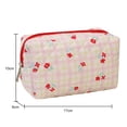 thumbnail image 1 of Bolsa de cosméticos coreana, de maquillaje acolchada floral, de artículos diversos (rojo sandía) Ehuebsd Para Estrenar, 1 of 8