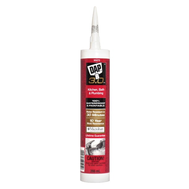 DAP 3.0 Kitchen Bath and Plumbing High Performance Sealant White 266 ml ...