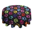 thumbnail image 4 of Colorful Animal Footprints Round Tablecloth 60"x60",Wrinkle Wipeable Table Cloth for Kitchen Dining Room Picnic Patio Party, 4 of 6