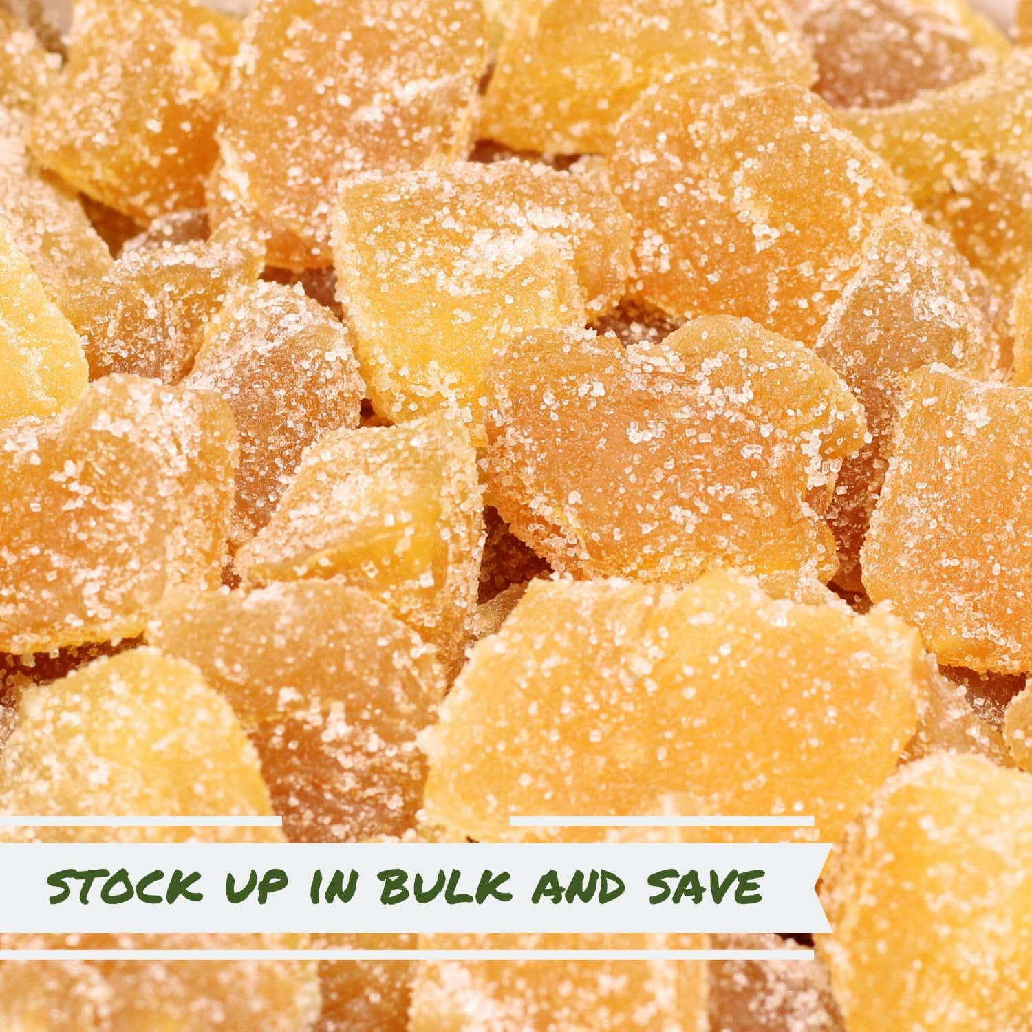 Crystallized Ginger Chunks by It's Delish, 5 Lbs Bulk  Candied Dried Ginger Fruit Chews Natural Candy, Ginger Root with Sugar Crystals, Unsulphured, No Color Added - Healthy Snack, Vegan, Kosher