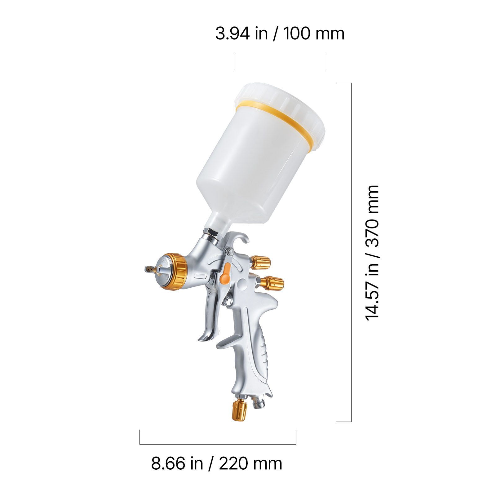 HVLP Air Spray Gun 3 Interchangeable Nozzles 1.3/1.4/1.7mm 600ml Cup 360° Rotating Cap for Automotive Furniture Industrial Spraying
