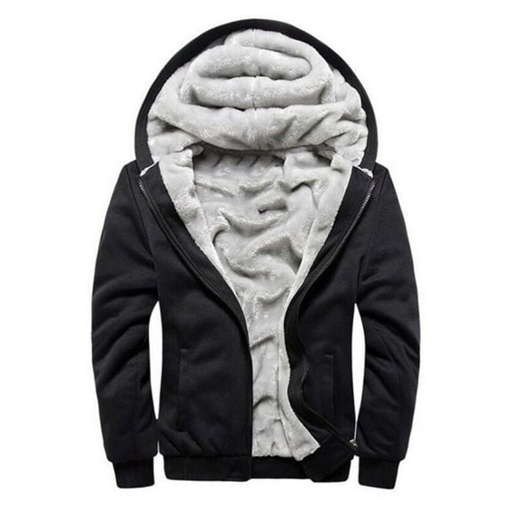 guisaled Mens Winter Hoodies Thick Warm Sherpa Lined Hooded Jacket Zipper Up Patchwork Casual Heavyweight Fleece Sweatshirts