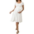thumbnail image 2 of INSPIRE CHIC Women Maternity Dresses Boho Waist Belt Short Sleeve Summer Church Small White, 2 of 6