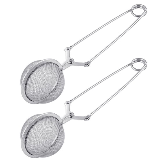 Jkung Stainless Steel Tea Infuser with Handle Mesh Snap Ball Tea Strainer Reusable Metal Tea Steeper with Tong Pincer for Loose Tea Herbs Spices