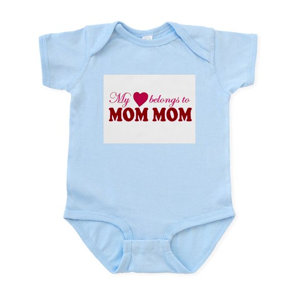 CafePress - Heart Belongs To Mom Mom Infant Bodysuit - Baby Light Bodysuit, Size Newborn - 24 Months