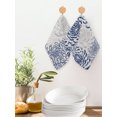 thumbnail image 2 of Blue White Kitchen Dish Towels for Drying Dishes Set of 2, Abstract Grey Chrysanthemum Flower Floral Waffle Weave Microfiber Hand Tea Bathroom Towels Quick Dry & Absorbent Towel 12x12, 2 of 7