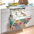 thumbnail image 2 of Yayeee Magnetic Dishwasher Cover for The Front Decoration Home Kitchen Machine Sticker Protector, Dark Floral, 2 of 6