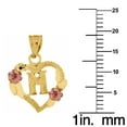 thumbnail image 2 of 14k Two-tone Gold Flower and Heart-shaped Initial 'M' Pendant, 2 of 2