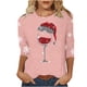 thumbnail image 1 of Navidad Mujeres Tops, Manga 3/4 Cuello Redondo Suéter con Impresión de Vacaciones, Camiseta de Manga Larga, 1 of 3