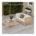 thumbnail image 2 of 3-Piece Patio Furniture Set, Boho Outdoor Sectional, Wicker Sofa with Glass Table, Deep Seating, Cushions & Backrests, 2 of 6