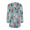 thumbnail image 3 of Women's Fashionable Loose-Fit Casual Cardigan with Christmas Print Mid-Length Coat for Holiday Outfits and Comfortable Wear,Sky Blue,3XL, 3 of 6