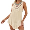 thumbnail image 1 of Wyobmus Robe de Plage à Franges pour Femmes Été Crochet Dentelle Robe de Plage Découpée Sans Manches Fluide Robe de Bikini de Resort Kaki*, 1 of 8