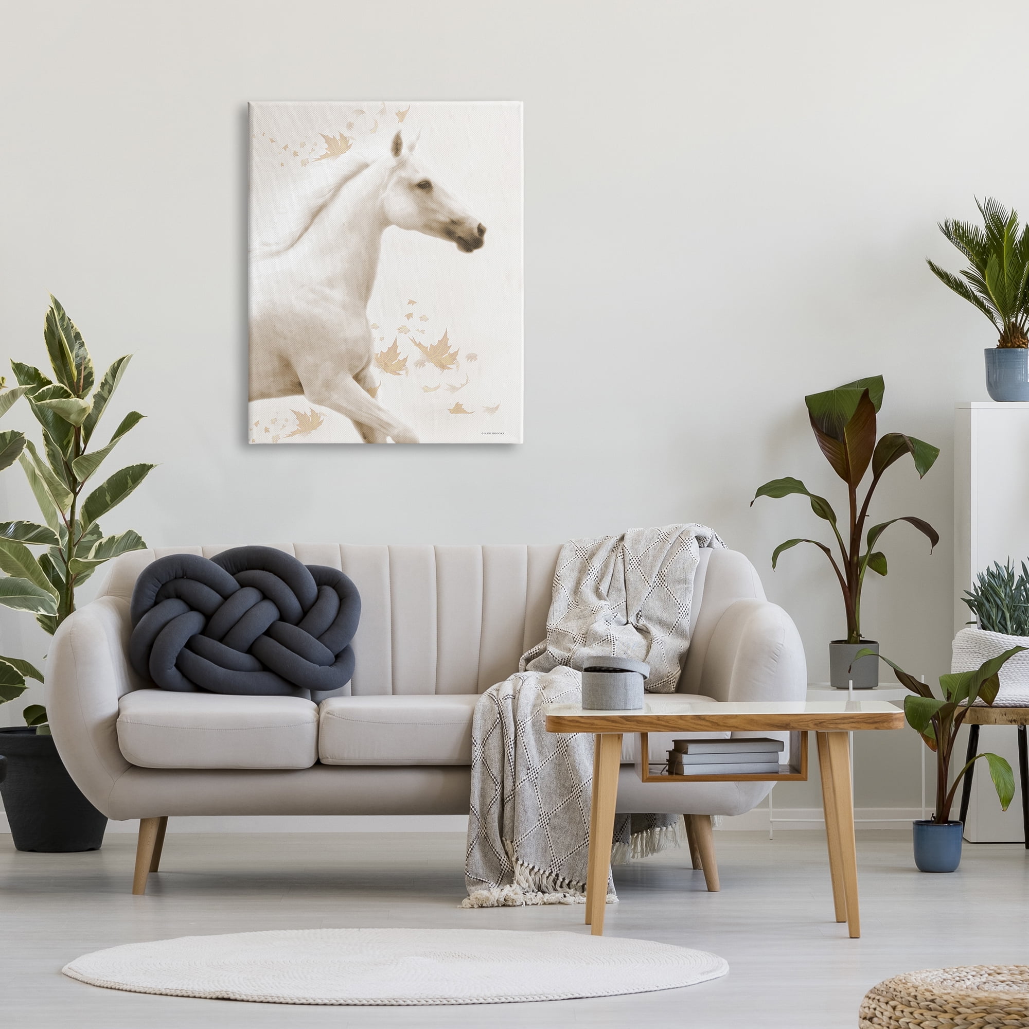 Stupell Industries Modern Horse & Leaves Animals & Insects Painting Gallery Wrapped Canvas Print Wall Art, 30 x 40