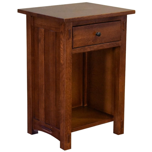 Pemberly Row Mission Solid Quarter Sawn Oak 1 Drawer End Table