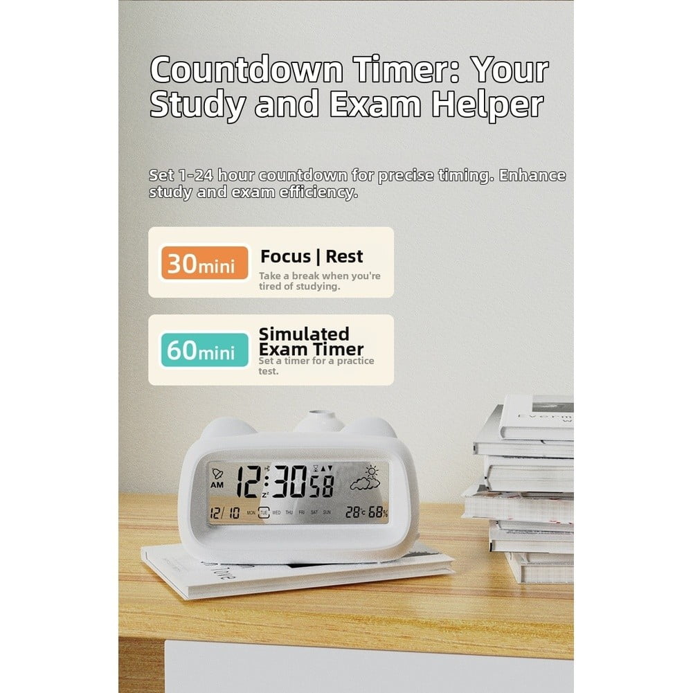 Transparent Lcd Digital Alarm Clock With Calendar Timer Temperature Humidity