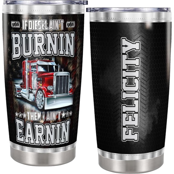 Personalized Trucker Tumbler 20oz Stainless Steel Insulated Cups Travel Coffee Mug Truckers Gifts for Truck Driver Men Dad