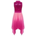 thumbnail image 4 of CHICTRY Robe de Danse Sans Manches à Sequins pour Filles, Tunique de Culte Irrégulière, Rose Vif 10, 4 of 8