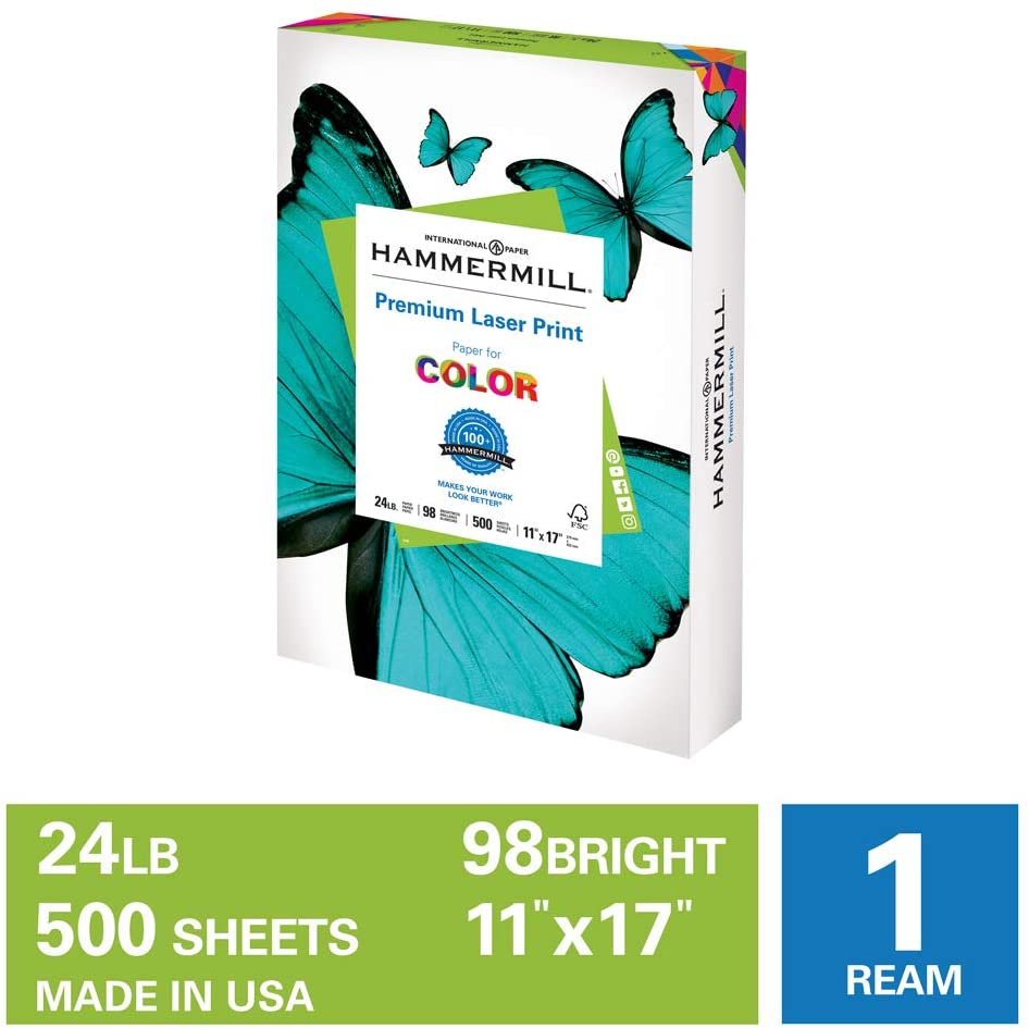 Hammermill Printer Paper, 24lb Premium Laser Copy Paper 11x17, 1 Ream