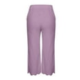 thumbnail image 5 of Stamzod Womens Capri Pants Fashion Solid Color Summer Stretch Waist Straight Wide Leg Cropped Pants Daily Casual Loose Plus Size Capris for Women with Pocket Purple XXL, 5 of 5