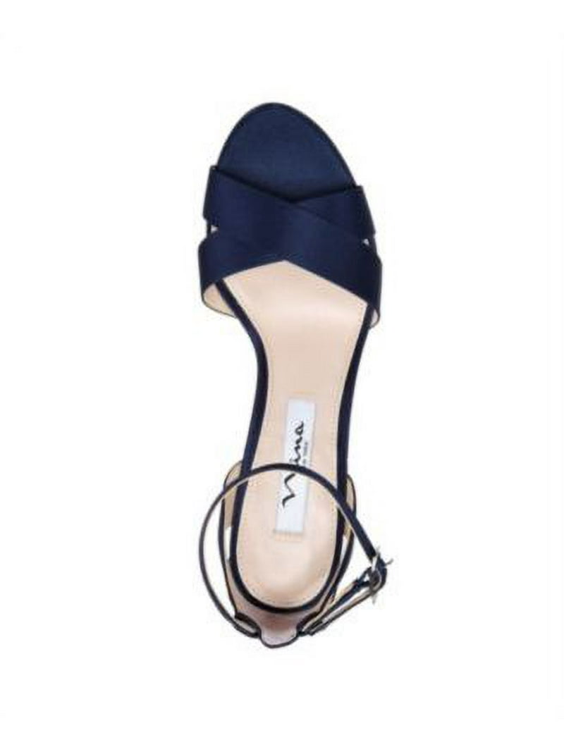 NINA Womens Navy Crisscross Straps Ankle Strap Padded Venus Round Toe  Stiletto Buckle Leather Dress Sandals Shoes 7 M - Walmart.com