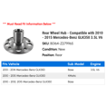 thumbnail image 2 of Rear Wheel Hub - Compatible with 2010 - 2015 Mercedes-Benz GLK350 3.5L V6 2011 2012 2013 2014, 2 of 2