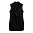 thumbnail image 5 of Xaqiouau Women's Long Sleeveless Trench Coat Lapel Collar Open Front Vest Jacket Casual Button Down Lightweight Duster Waistcoat Outerwear with Pockets, 5 of 6