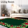 thumbnail image 2 of ODIKA 2'x3' Machine Washable Non-Slip Area Rug, Holly Leaf Vine Border with Traditional Berry Cluster Accents High Traffic Rug, Green, 623231, 2 of 7