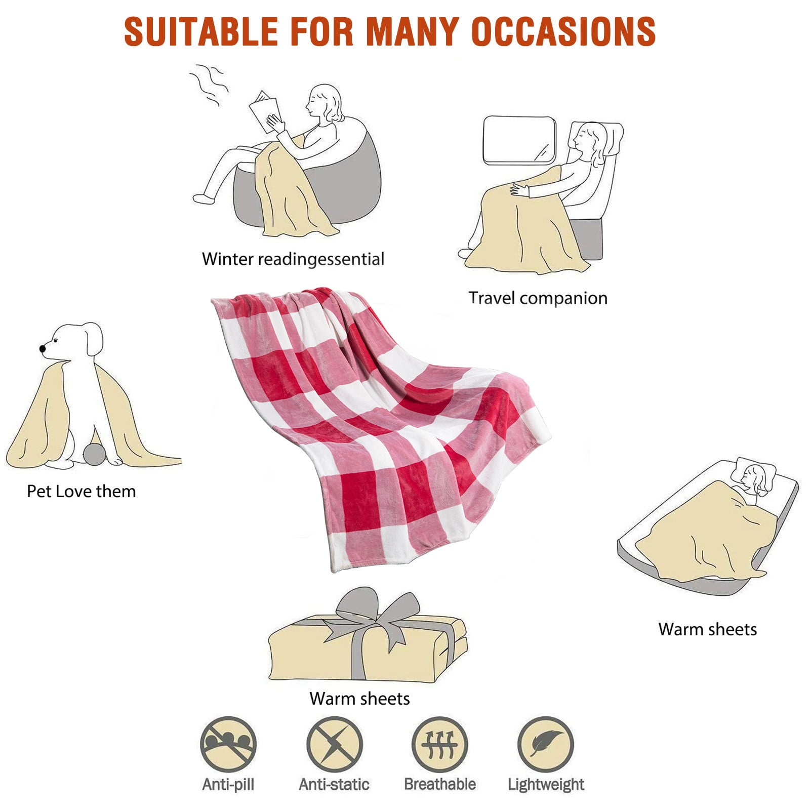 YZEGDCH Blankets for Bed Reversible Plush Fluffy Large Big Blanket Bed Decorative and Giftable Soft Throw Blankets for Women, Men
