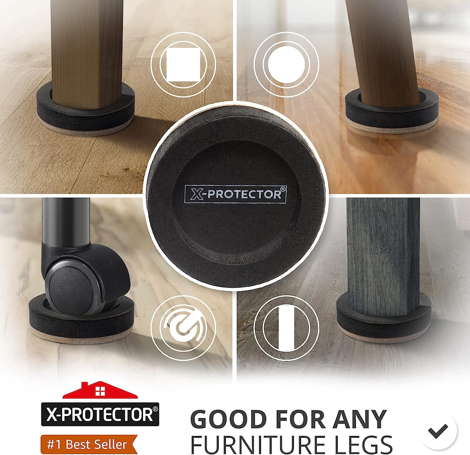 Felt Furniture Sliders for Hardwood Floors 16 PCS 3 ½” - Slider with Unique Design Heavy-Duty Movers Hard Surfaces Move Your Easily!