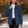 thumbnail image 4 of WIZUTIZ Women's Solid Color Double-Sided Fleece Jacquard Lapel Collar Jacket Long Sleeve Warm Winter Coat Loose Fit Cozy Outerwear with Pockets, 4 of 8