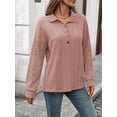 thumbnail image 4 of jinghuiyue Women Polo Shirts Long Sleeve Collared Button down Shirt V Neck Business Casual Pullover Tops XL, 4 of 6