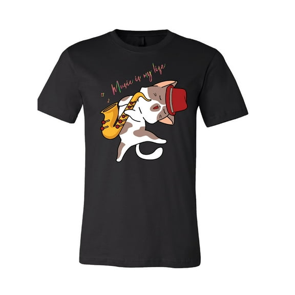 Music Is My Life Cat Playing Saxophone T-Shirt