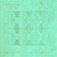 thumbnail image 1 of Ahgly Company Indoor Square Oriental Turquoise Blue Traditional Area Rugs, 7' Square, 1 of 4
