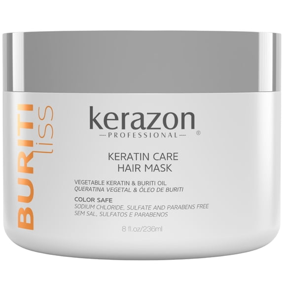 Kerazon Hair Mask Anti Frizz Brazilian Keratin Blowout Care, Moisturizing, Deep Hydration for Dry Damaged Hair 8oz.
