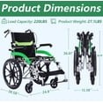 thumbnail image 3 of NOMIGO Lightweight Transport Wheelchair Foldable, Double-Brake Design Wheelchair with Self-Propelled for Adults with 20-Inch Large Rear Wheel Support 230Lbs Green, 3 of 10