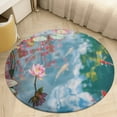 thumbnail image 4 of Lucky Koi Fish Lotus Leaf Washable Round Rug -Circle Area Rugs for Nursery Bedroom, Vintage Non Slip Non Shedding Low Pile Carpet for Living Room Coffee Table Entryway, 4 of 6