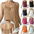 thumbnail image 1 of Haut Sans Manches en Imitation Lin pour Femmes avec Bretelles Réglables, Plissé, Blouse Décontractée, Coupe Ample, Respirant, Mode Été / CSEONE, Orange TG, 1 of 9