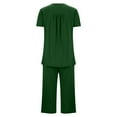 thumbnail image 5 of Cavosen Two Piece Lounge Set for Women with Pocket Button 2 Piece Pajamas Sets Capris Short Sleeve V-Neck Tops Nightwear Pleated Solid Homewear Soft Sleepwear Fall Winter, 5 of 5