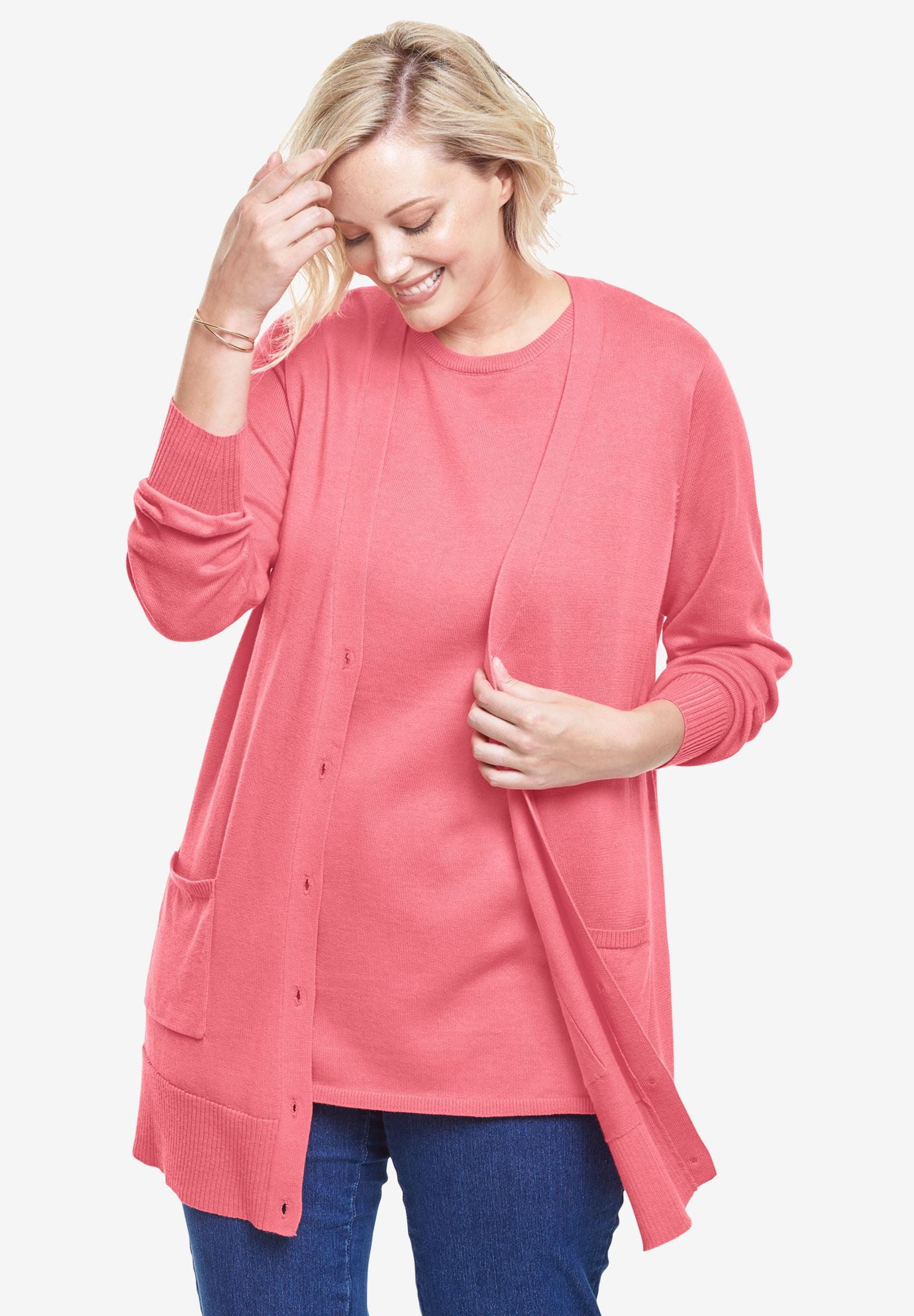 Woman Within Plus Size The Boyfriend Cardigan